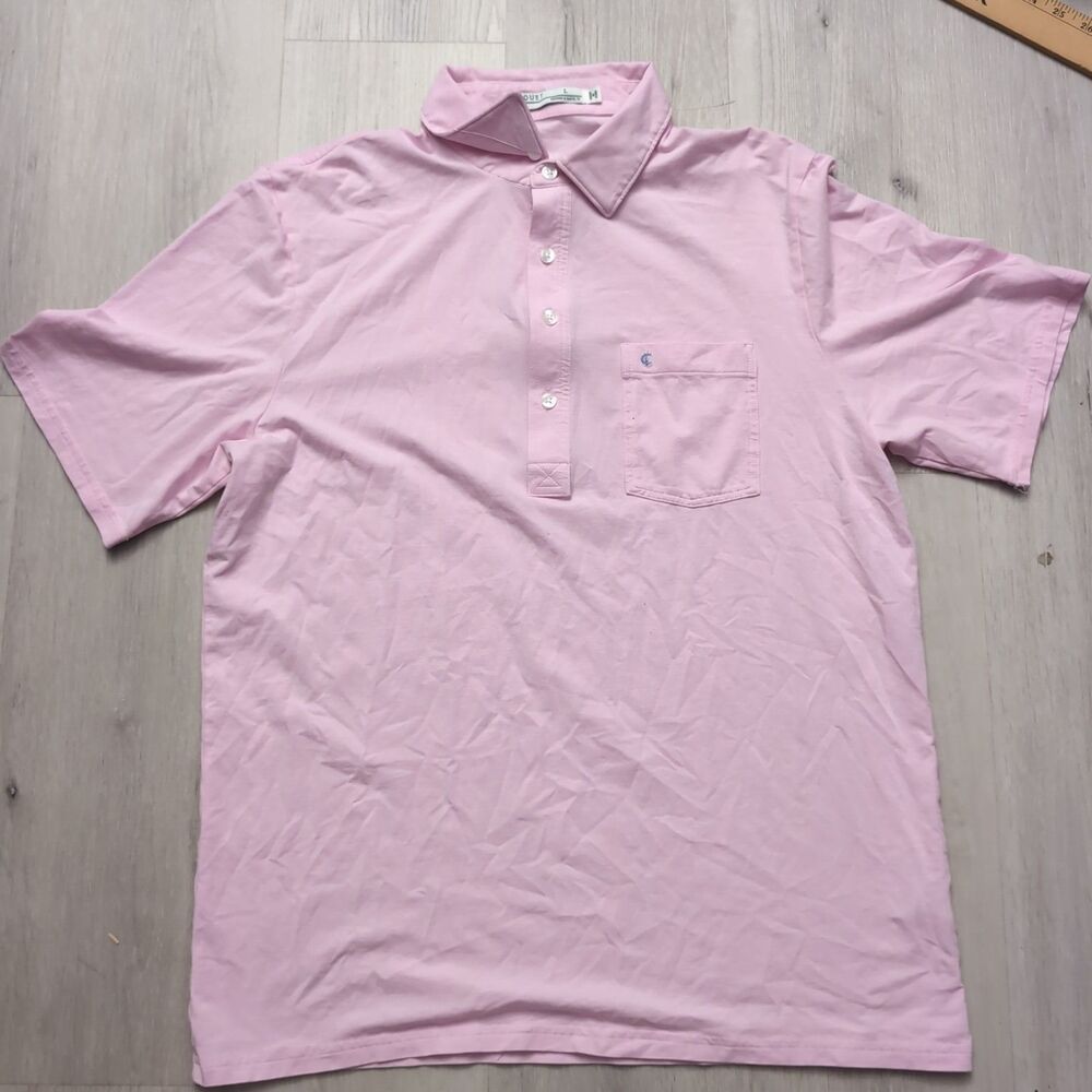 Criquet Polo Mens Size Large Pink PimaCotton Preppy Golf Short Sleeve Pocket